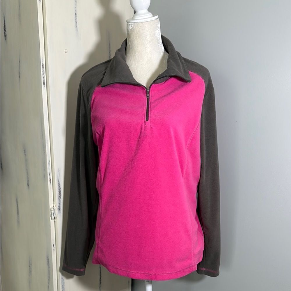 Columbia Pink and Gray Quarter-Zip light fleece Pullover